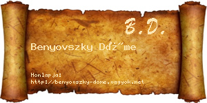 Benyovszky Döme névjegykártya